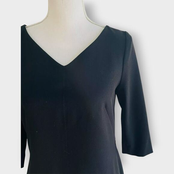 MM Lafleur Alexandra Dress V Neck A Line Black 3/4 Sleeve Stretch Knee Length 8 - Picture 2 of 10